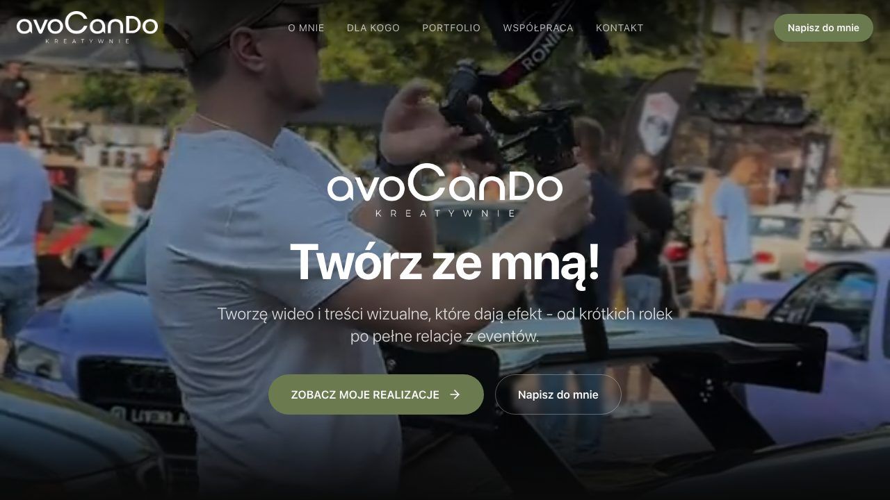 avocando.pl – Strona portfolio dla AvoCanDo Kreatywnie – twórcy wideo i treści wizualnych.
