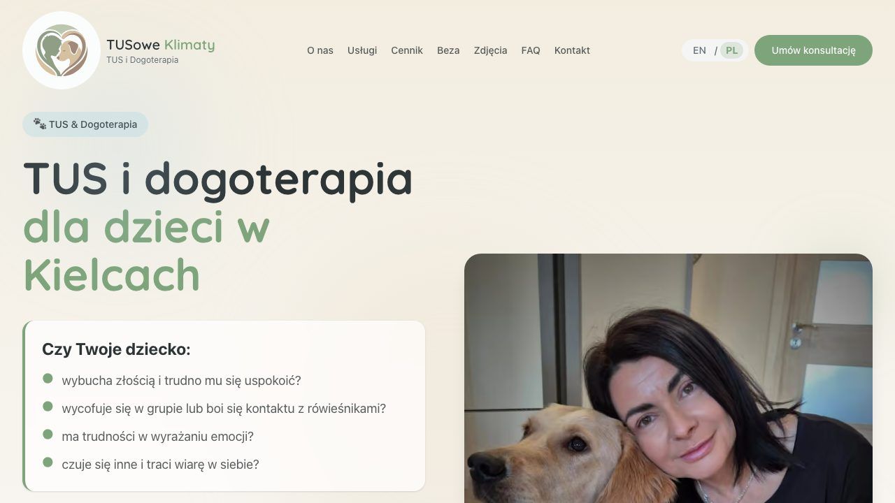 tusoweklimaty.pl – Strona internetowa dla Tusowe Klimaty - Dogoterapia.