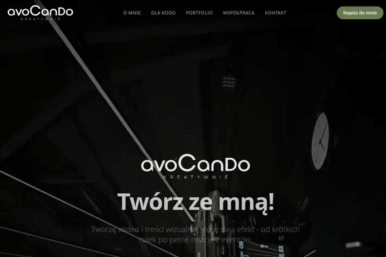 avocando.pl – Strona portfolio dla AvoCanDo Kreatywnie – twórcy wideo i treści wizualnych.
